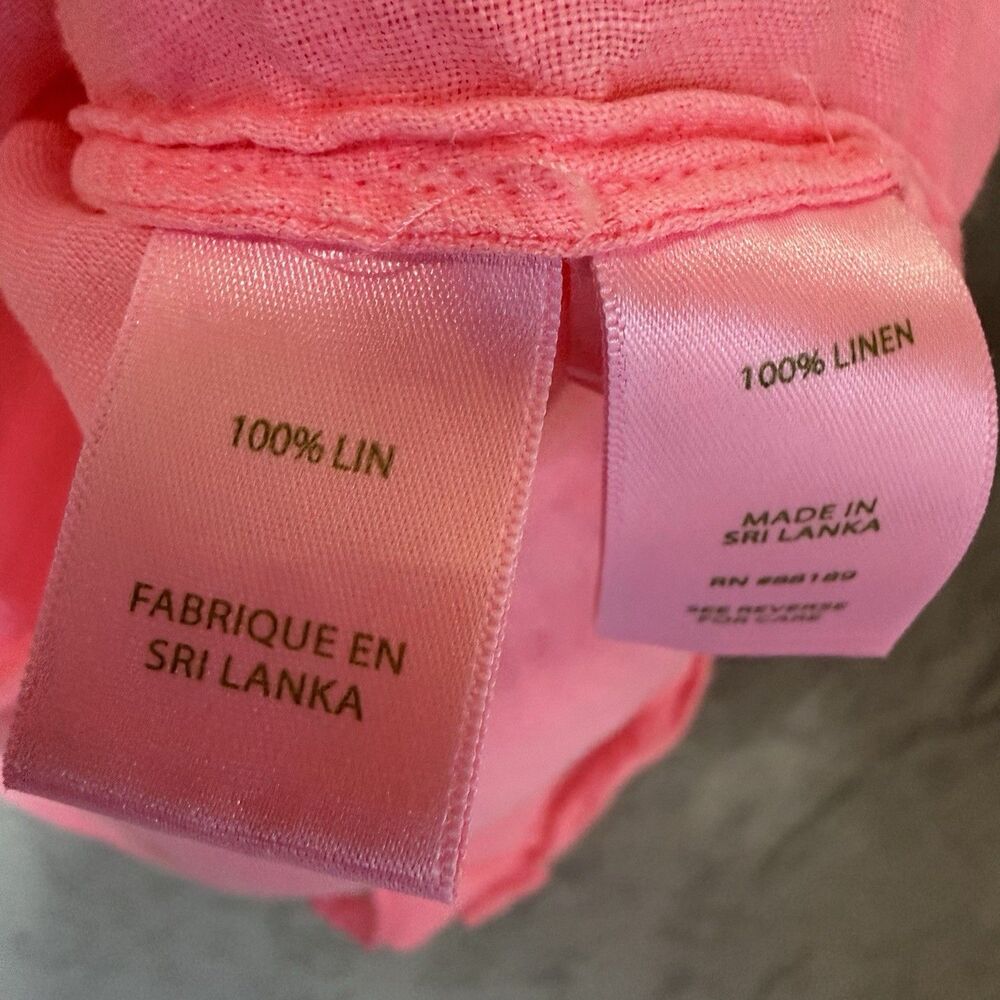Lilly Pulitzer 100% Linen Shirt Pink S Long Sleeve Button Classic Resort Coastal - Picture 7 of 8